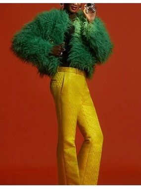 H&M x Iris Apfel jacquard-weave pants feature a textured, geometric pattern 4